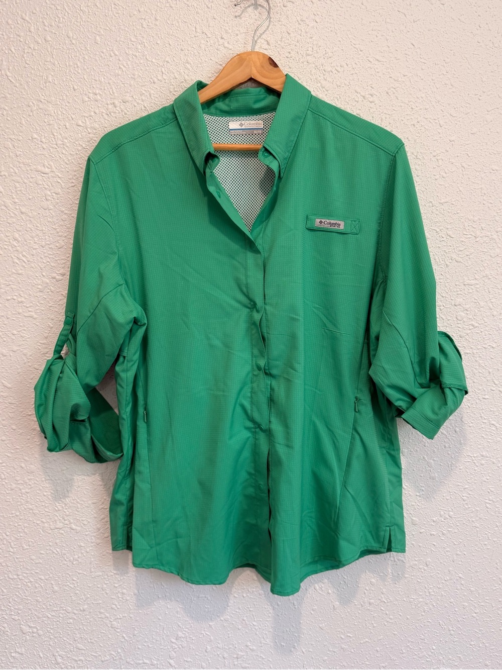 Columbia PFG Tamiami long sleeve button shirt Kelly green women’s XL